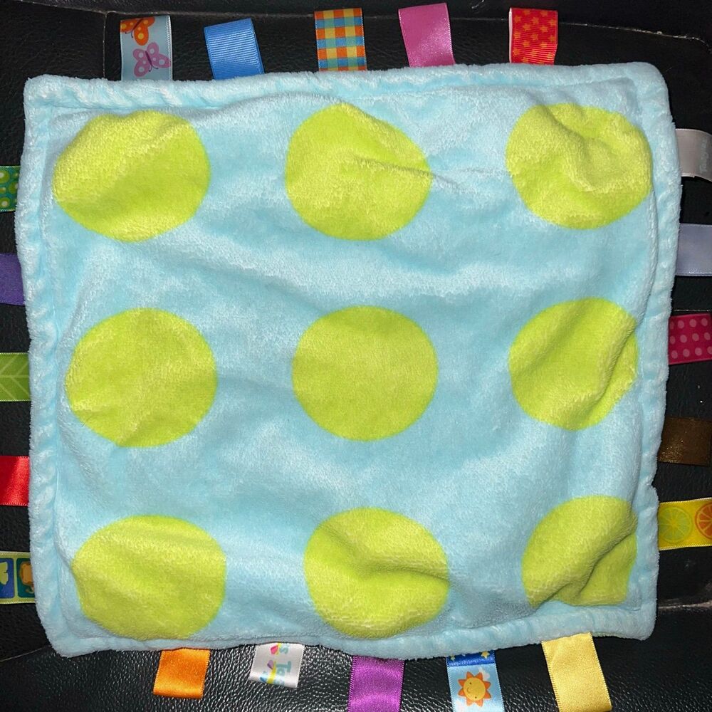 Taggies Blue Green Polka Dot Lovey Security Blanket